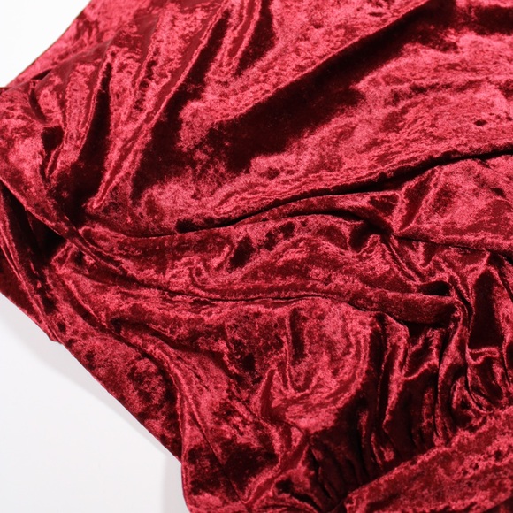 Free People x Misile Burgundy Velvet Wrap Skirt - Picture 9 of 12